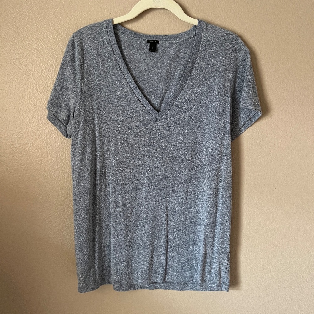 J.Crew Gray V Neck Short Sleeve Light Weight Tee Shirt